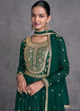 Green Color Georgette Base Salwar Kameez Suit